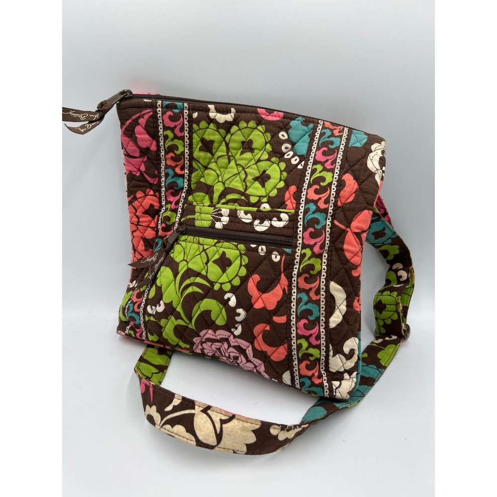 Vera Bradley Provencal Quilted‎ Cotton Hipster Crossbody Bag Floral Brown Green